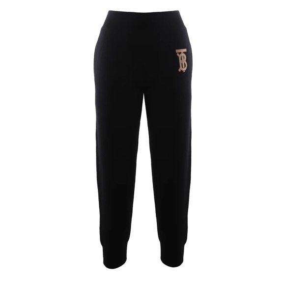 Burberry TB Monogram Cashmere Black Sweat Track pants SZ M NWT - Picture 3 of 12